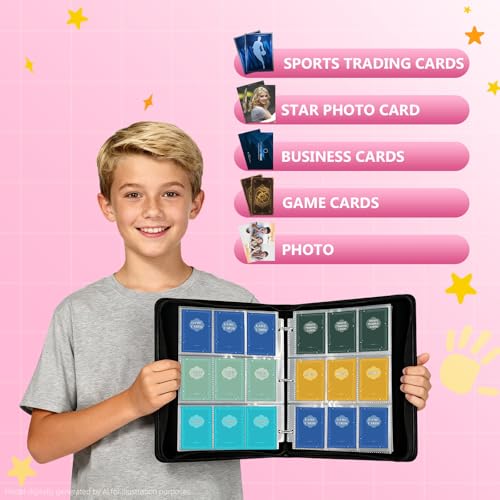 Premium Trading Card Binder, 9 Pocket Trading Card Binder for Pokemon TCG - color: Pink, size: Extra Large