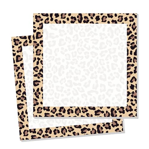 Sticky Notes 3x3 Inch, 2 Pads Cute Self-Stick Note Pads, Strong Adhesive Notepads for Office, Home, School, Organization and Reminders Classic Tan Leopard