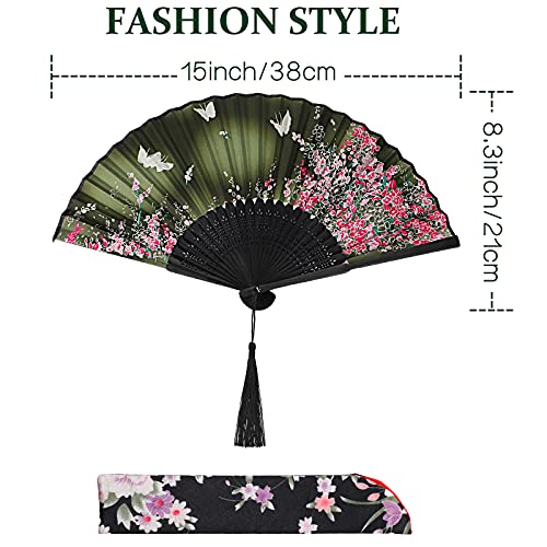 Zonon 4 Pack Hand Held Folding Fans for Women Silk,Lively - style: Lively