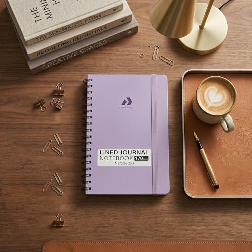 Nextnoid A5 Lined Spiral Notebook - 170 Pages, College Ruled, Purple - color: f-Purple