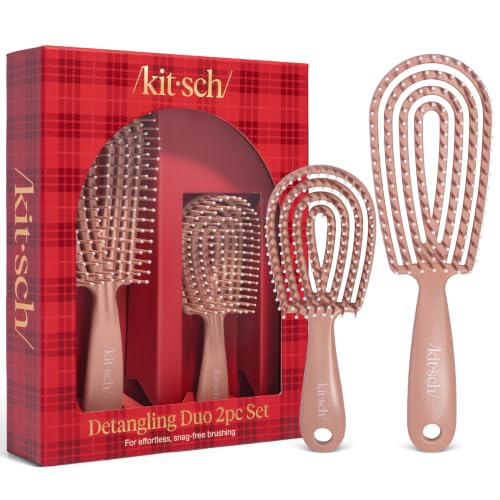 Kitsch Flexi Flow Duo Detangler Brush, Hair Brushes For Women - Terracotta - color: Terracotta, size: 2 Pcs