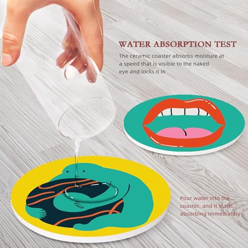 Britimes Coasters for Drinks, Set of 6, Ceramic Stone, Colorful Geometric - color: Abstract