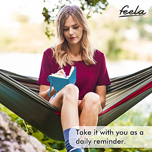 feela 6 Pack Pocket Mini Notebooks Bulk, Small Cute Memo Notepads Hardcover College Ruled Lined Journals with Pen Holder for School Business Work, with 6 Black Pens, 3.5”x 5.5”, A6, Teal - color: 6 Teal