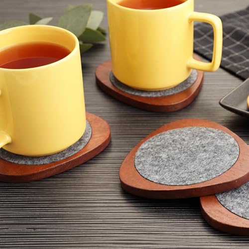 Newtay 6 Pcs Mid Century Modern Coasters Wood Absorbent Coaster,Gray - color: Gray