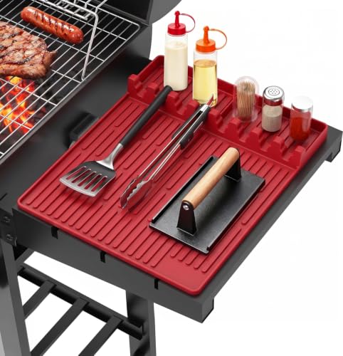 Silicone Grill Mat for Blackstone Griddle Accessories, 8-Slot Tool Mat - color: red