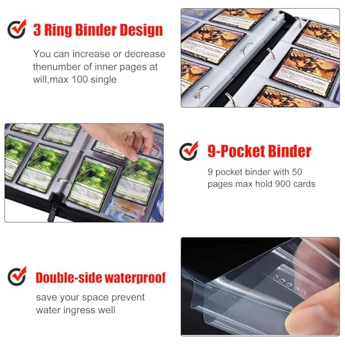 1080 Pockets Custom Card Binder, Portable Waterproof PU Storage Album,XL72 - color: A-Custom-1080