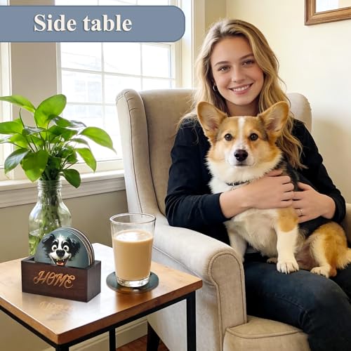 Bar Coaster Set, Drink Coaster for Home Decor, Wood Coffee Coasters 6Pack (Dog) - color: Dog