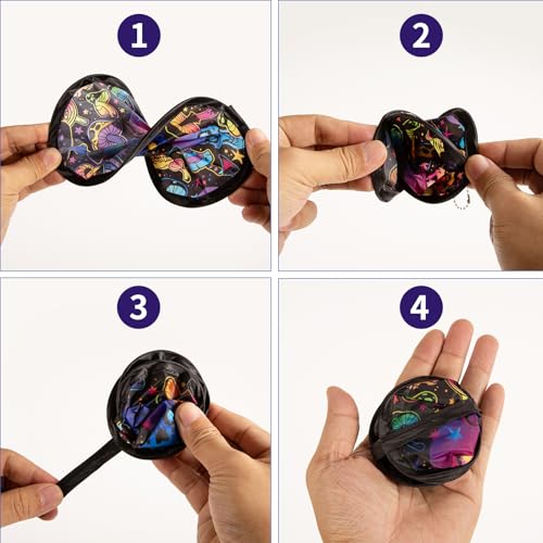 Round Foldable Hand Fans, 4 Style Handheld Fans Cooling Foldable, Round Japanese Folding Fans Handheld for Indoor Outdoor Travel, Events, Festival, Party Decoration (Mushroom) - color: Mushroom