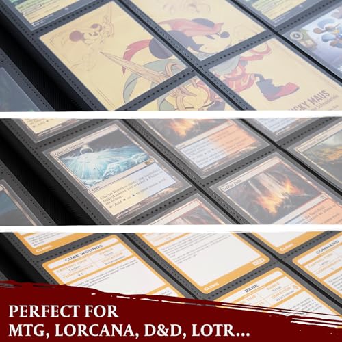 Trading Card Binder - 9 Pocket Album w Zipper - 360 Side Loading Folder for TCG - 3D PU Leather - For MTG, Disney Lorcana Trading Card Game, Magic The Gathering, Pokemon - Book Accessories Gift - Red - color: Red
