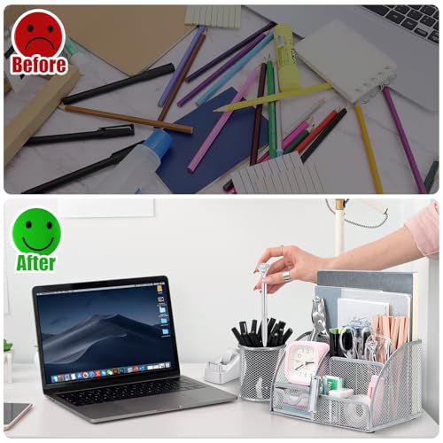 13-in-1 Office Desk Organizer Set for Back to School Supplies Accessories - color: Silver