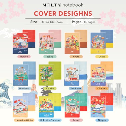 NOLTY JAPAN NOTE, A6 Notebook Featuring Japanese Design, Hokkaido, JP0109 - color: Hokkaido (Winter)