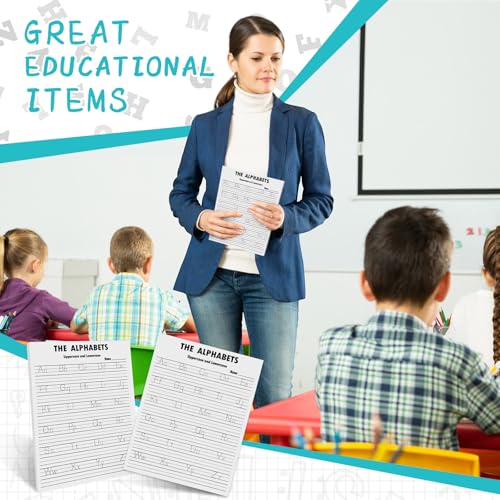 Eaasty 100 Pcs Alphabet Tracing Paper Trace Letters Alphabet Handwriting Practice Workbook for Kids Ages 3-5 Practice Paper Learning to Write Letters for Pre K and Kindergarten (8.5x11 Inches) - size: 8.5x11 Inches