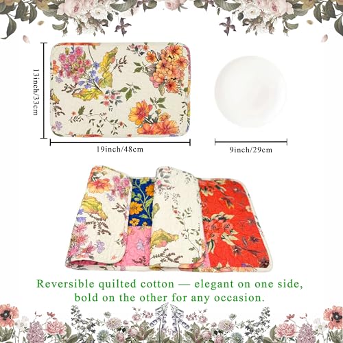4-Piece Floral Patchwork Quilted Placemats, Original - color: Patchwork Floral Original