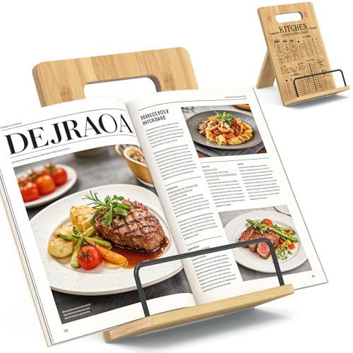 Cookbook Stand-Wooden Recipe Book Holder for Kitchen Counter - color: Wood