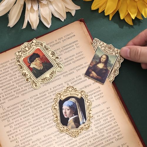 3 Pcs Vintage Metal Bookmark, Golden Clip Bookmarks, Famous Oil Painting Theme Book Mark Unique Gift for Book Lovers Readers Women Girls Teens Writers Bookworms Teachers Students - style: 3Pcs Portraiture
