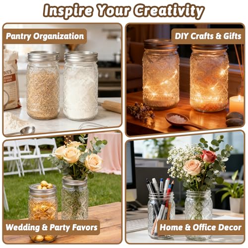 STARSIDE Wide Mouth Mason Jars 32oz, 12-Pack with Airtight Lids and Bands - color: Clear02-32oz