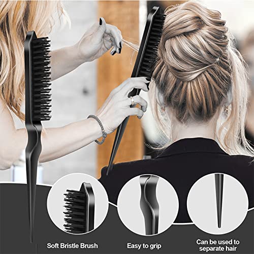 SWEET VIEW 3Pcs Slick Back Hair Brush - color: Black