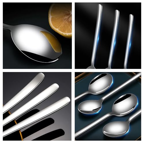Set of 6 Teaspoons, 6.6 Inch Korean Metal Tea Spoons,Dishwasher Safe Stainless Steel Small Spoon for Dessert,Cake,Yogurt,Pudding (6.6inch) - size: 6.6inch