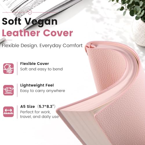 CAGIE College Ruled Journal for Men & Women, Softcover A5 Leather Notebook - color: Pink, size: 1 Pack