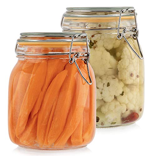 Glass Jars with Airtight Lids 32 oz [Set of 2] - size: 32 oz