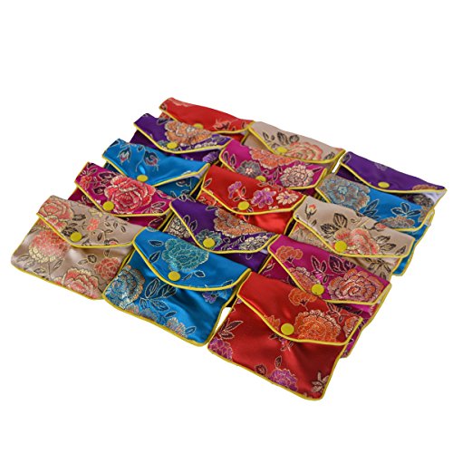 Baitaihem 15 Pack Jewelry Purse Pouch Gift Bags Chinese Silk Style Brocade Embroidered Bag,Multiple Colors(Medium) - color: Multiple Colors, size: Medium
