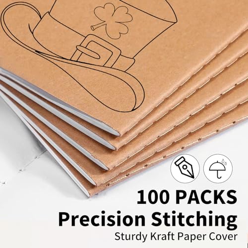 100 Pack A5 Lined Kraft Notebook Journals 8.3x5.5 In，Travel Journals Notebooks Bulk，Subject Notebooks 34 Sheets 68 Pages for Writing School Office Supplies (Blank-100 Pack) - size: Blank-100 Pack