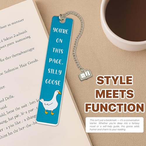 Silly Goose Bookmark, Cute Funny Bookmarks for Women Metal Book Mark Pink Bookworm Bookmark Bookish Accessories Cool Gifts for Book Lovers Reading Club Christmas Birthday Present (Aqua Blue) - color: Aqua Blue