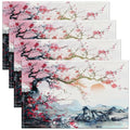 Feelyou Cherry Blossoms Placemats Set Set of 4 18"x12" - color: Pink Blue