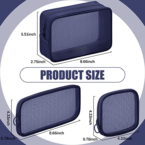 Weewooday 4Pcs Mesh Makeup Bag, Navy Blue, Small, Large, Medium, Classic - color: Navy Blue, size: Small, Large, Medium, style: Classic
