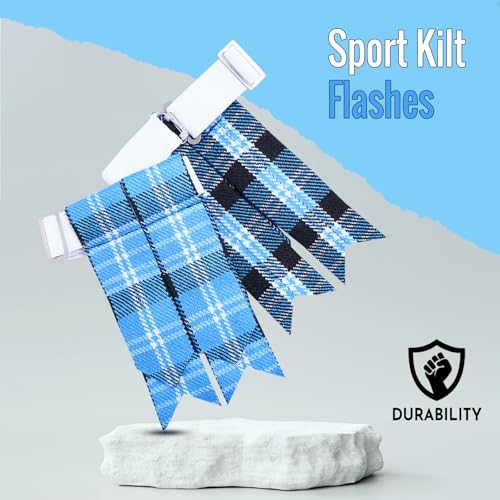 Kilt Flashes for Men with Heavy Buckle Adjusters, Plain & Tartan Kilt Sock Flashes. - color: Clark