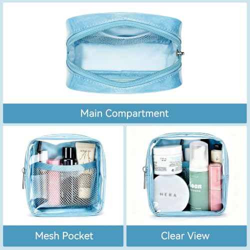 WLLWOO Clear Makeup Bag Mini Cosmetic Pouch Travel Toiletry Organizer - color: 1pcs-Mini-Sky Blue
