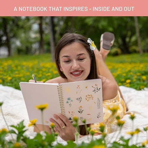 Happy Hoos® Aesthetic Spiral Notebook - 6.25" x 8.25" College Ruled Journal Notebook - Hard Cover Writing Journal for Work, School, Travel, More - Floral Notebook 8 Seasonal Designs(Summer Garden) - color: Summer Garden