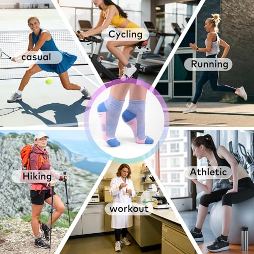 cuangya Women Athletic Ankle Cushioned Running Socks 6-Pairs - color: 5 Pairs Ice Cream, size: 5-8
