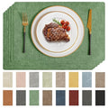 Romanstile Faux Leather Vinyl Placemats Set of 6, Dark Green - color: Dark Green