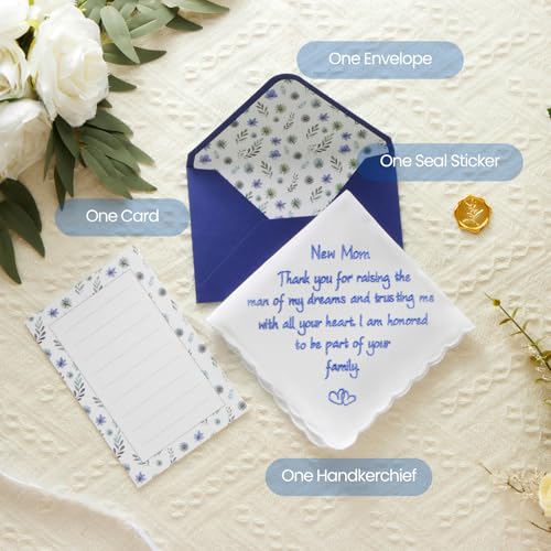 Wedding Handkerchief, Something Blue for Bride, Mother of the Bride Gift - color: New Mom