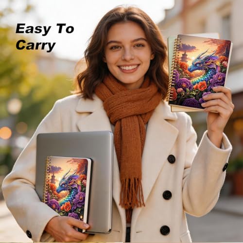 2 Pcs Fantasy Dragons A5 Spiral Notebook, 160 Pages Dragon Journal Notebook - color: Multicolour 0009