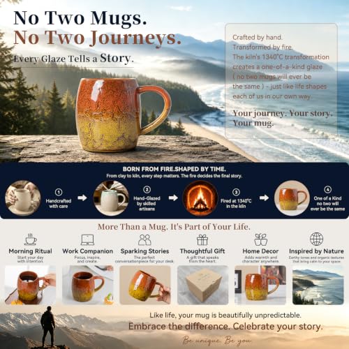 Autumn Honey Ceramic Mug, 22oz Reactive Glaze Mug, Thanksgiving Gift - color: Autumn Honey · GLOW