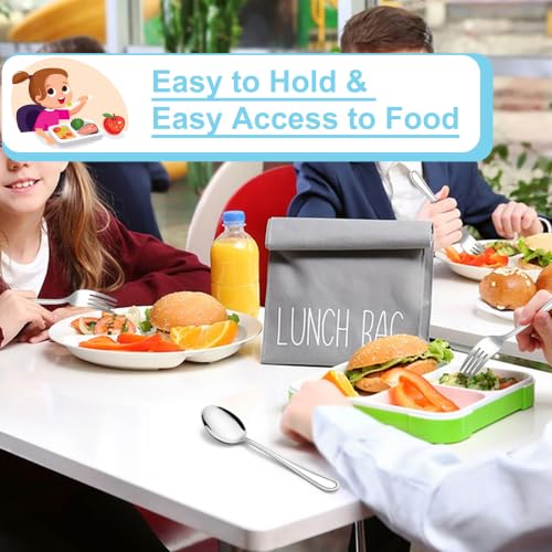E-far Toddler Utensils, 10-Piece Stainless Steel Kids Fork and Spoon Set - color: Silver
