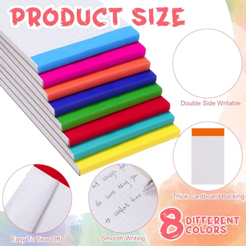16 Pcs 3'' x 5'' Graph Paper Pads Quad Ruled Grid Mini Notepads, Perforated - color: White, style: Graph