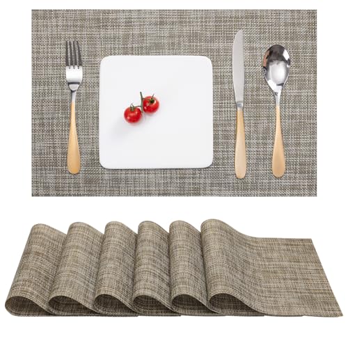 Myir JUN Placemats Set of 6 Kitchen and Dining Table Placemats - color: Caramel, size: Set of 6