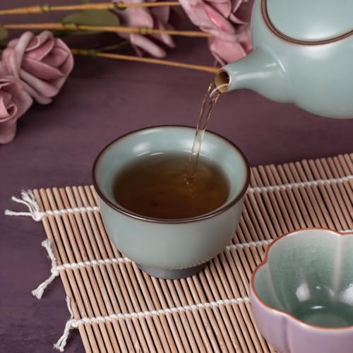 KAMMAK Japanese Tea Cups, 4 Oz Small Handmade Ceramic Teacups, Set of 2 - style: GN04