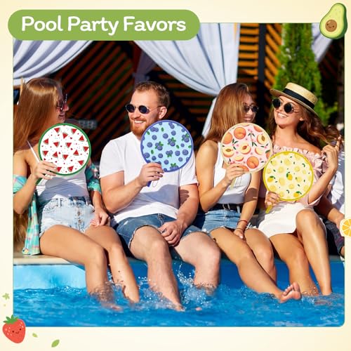 AceOrbit 24 Pcs Fruit Round Foldable Hand Fans 8 Styles Japanese Summer Fruit Foldable Fan Pop up Round Handheld Cooling Fan with Pouch for Women Summer Holiday Purse Travel Party Favor Gift Decor - style: Fruit