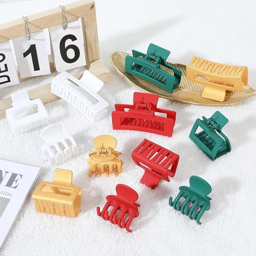 SMKSL 12 Pcs Hair Claw Clips for Women & Girls 3 Styles Hair Accessories - color: Christmas