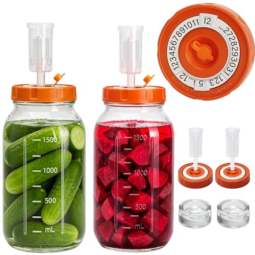 2 Pack Fermentation Kit with Lids Weights Airlocks, Fits 3.3" - size: 3.3 IN*2 Pack (No Jar)