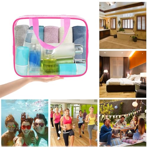APREUTY 6 Packs Clear Makeup Bags, TSA Approved Toiletry Bag Set, Rose Red - color: Rose Red-6PCS(Large+Medium+Small)