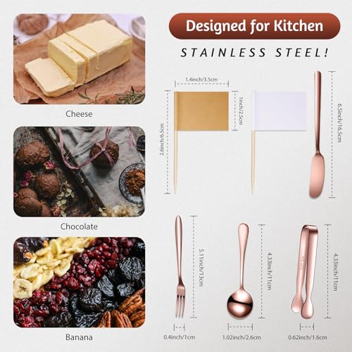 Patelai 14 Pcs Charcuterie Utensils Cheese Knives Forks,Rose Gold - color: Rose Gold
