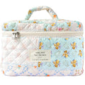 Sminra Large Travel Makeup Bag for Women, Quilted Cosmetic Case with Handle - color: Blue Floral Collage-L