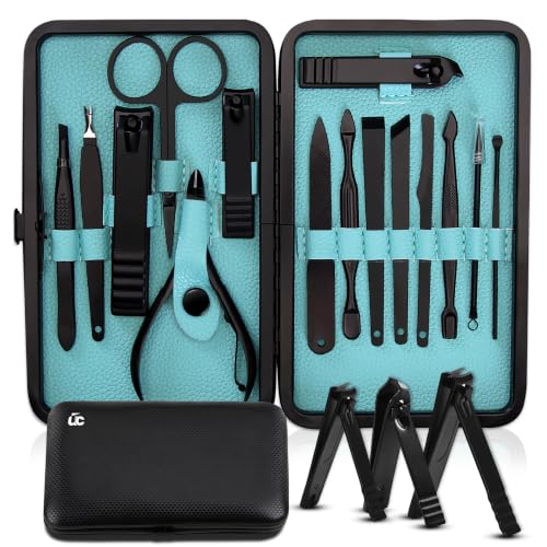 Utopia Care Manicure Set Professional Nail Clippers Kit - color: Black, size: Pack of 16