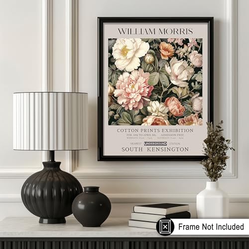 Poster Master Pink Peonies Print - William Morris Poster - Textile Pattern Art - Botanical Exhibition Art - Floral Illustration - Aesthetic Living Room or Bedroom Decor - 8x10 UNFRAMED Wall Decor - color: Style-07, size: 8"L x 10"W