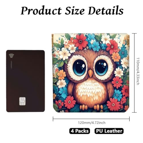 Peacoblue Colorful Owls Coin Purse,PU Leather Squeeze Pouch 4PCS - style: Colorful Owls